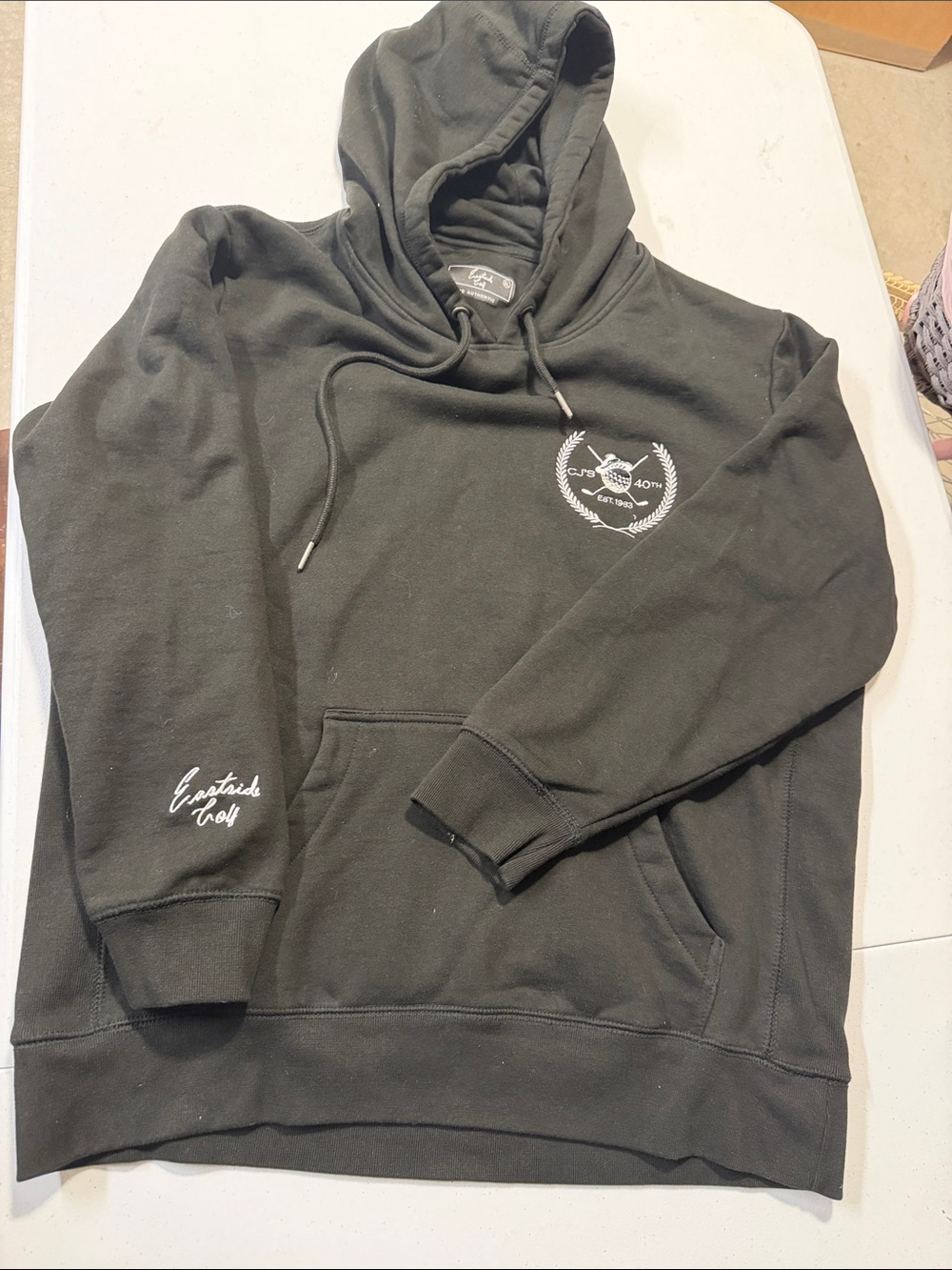 Eastside Golf Men's Black Pullover Hoodie with White Crest Detailing Size XL